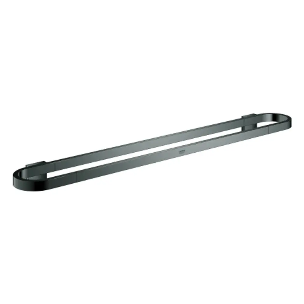GROHE Badetuchhalter in hard graphite, schmal und modern, mit zwei aufeinanderliegenden Halterungen, zur Wandmontage geeignet.