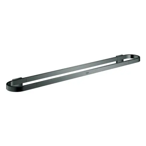 GROHE Badetuchhalter in hard graphite, schmal und modern, mit zwei aufeinanderliegenden Halterungen, zur Wandmontage geeignet.