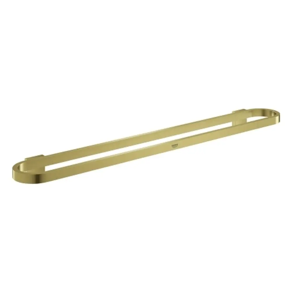 Goldfarbener Badetuchhalter von Grohe, mit zwei parallelen Halterungen, an den Enden leicht abgerundet, für die Wandmontage geeignet.