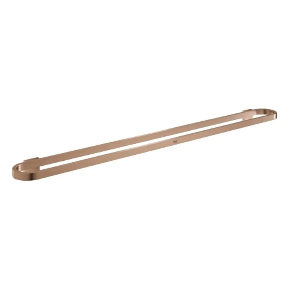 Grohe Badetuchhalter in gebürstetem Finish, horizontal montiert, mit abgerundeten Enden. Eignet sich für die Anbringung im Badezimmer.