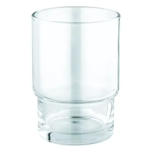 Glas von Grohe, transparent, zylindrische Form, mit einer klaren Unterkante, geeignet für Badezimmer-Accessoires.