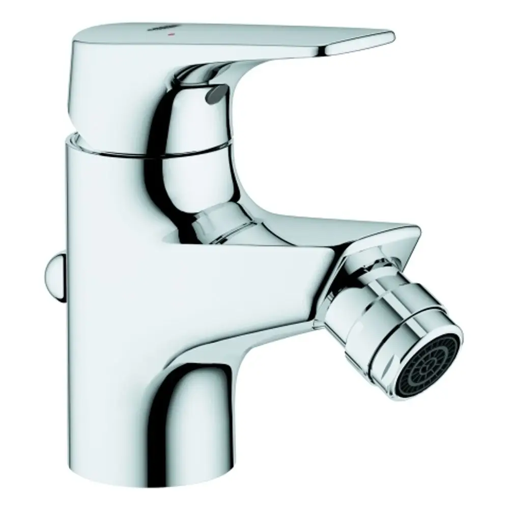 Grohe Bidetbatterie in verchromtem Finish mit einem Hebel zur Wassersteuerung und einem Auslauf, der für Bidets konzipiert ist.