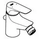Bidetarmatur von Grohe mit einer flachen Bedienhebel-Oberfläche und seitlichem Anschluss für die Wasserzufuhr. Klar strukturiertes Design ohne farbige Elemente.