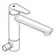 Grohe Wasserhahn mit flachem Griff und Auslauf, in minimalistischer Form, geeignet für Spültische, mit seitlichem Anschluss für Wasserzufuhr.