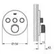 Skizze eines GROHE Thermostats Grohtherm SmartControl 29121 FMS, rund, 3 ASV, warm sunset geb., 29121DL0, mit Maßangaben.
