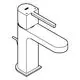 Einzelnes Waschtischarmatur von Grohe, mit einem langen, geraden Auslauf und einem seitlichen Hebel zur Steuerung des Wasserflusses, in einem minimalistischen Design.