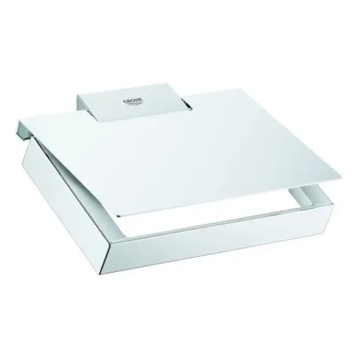 GROHE WC-Papierhalter mit Deckel in chrom. Rechteckige Form mit klappbarem Deckel, geeignet für die Wandmontage. Hochglänzende Oberfläche.