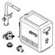 GROHE Wasseraufbereitungseinheit mit Auslaufarm, Wasseranschluss und mehreren Komponenten, die Teil eines Systems für die Wasserbereitstellung sind.