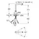 Grohe Wasserhahn mit flexibler Auslaufbrause, dargestellt in technischer Zeichnung; Maße und Montage an einer Oberfläche sind schematisch dargestellt.