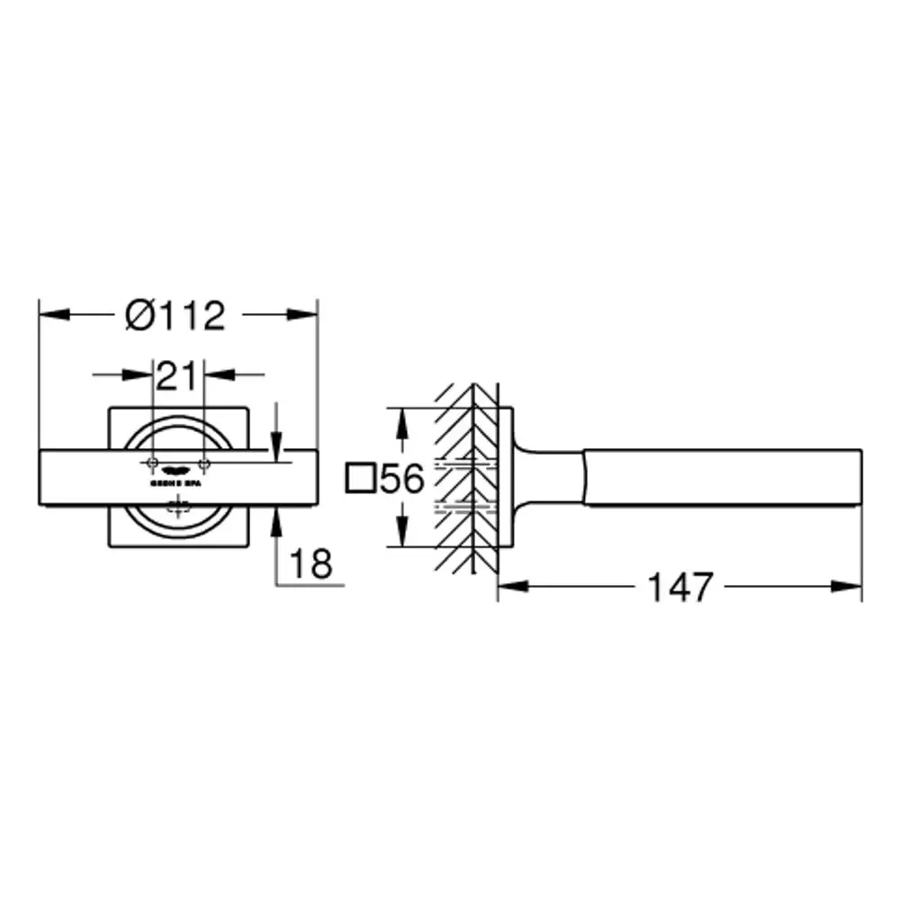 Grohe Halter mit rundem Design und integrierter Bürste, mit einem länglichen Griff und einer runden Grundplatte zur Montage.
