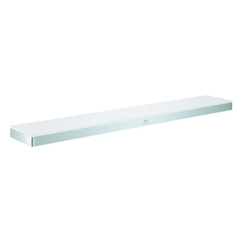 Grohe Ablage in Glas und Chrom, wandmontiert, lang und schmal, designorientiert, für Badezimmer oder andere Räume geeignet.