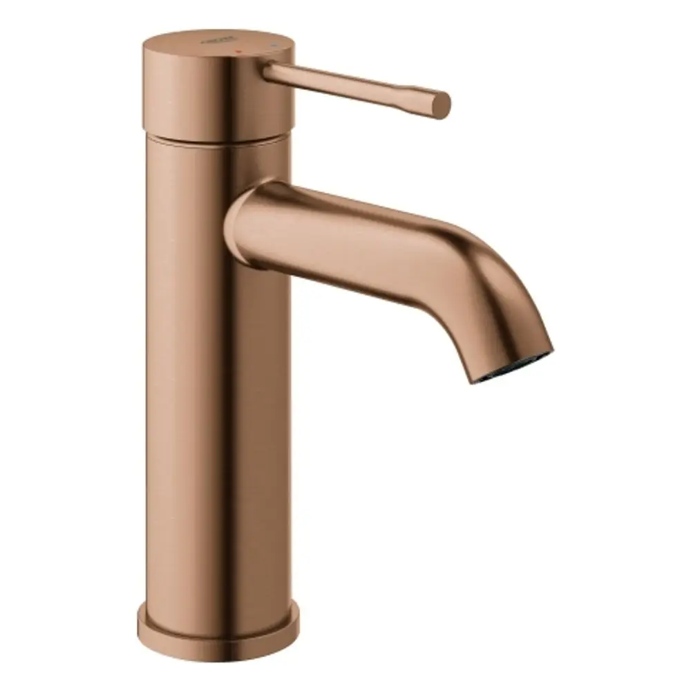 Grohe-Wasserhahn in warmem Sunset-Finish mit schwenkbarem Auslauf und Einhebelbedienung. Minimalistisches Design, geeignet für moderne Badezimmer.
