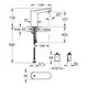Profi-Wasserhahn von Grohe mit Sensorsteuerung. Enthält Maßzeichnungen für Installation, Höhe, und Anschlussdetails. Design für berührungslosen Bedienkomfort.