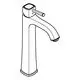 Waschtischarmatur von Grohe mit einem schlanken, modernen Design, verchromter Oberfläche und einem Hebel zum Regulieren des Wasserflusses.