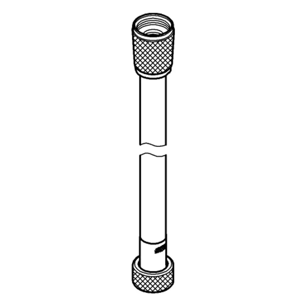 Brauseschlauch von Grohe mit zwei Gewindeanschlüssen, einem an jedem Ende, gerader Form und farblich in Chrom gehalten.