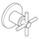 Grohe Ventil-Oberbau mit Kreuzgriff, in gebürstetem Hartgraphit. Das Produkt zeigt eine runde Basis und vier abstehende Griffe in einem minimalistischen Design.