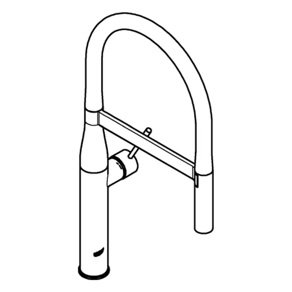 GROHE Küchenarmatur mit hohem Auslauf und flexibler Profibrause in schwarzer Ausführung. Das Design ist funktional und eignet sich für verschiedene Spülbedürfnisse.