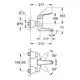 Grohe Wandmontagearmatur mit S-Anschlüssen, zeigt technische Abmessungen und Installationsdetails für die Montage.