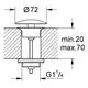 GROHE Ablaufventil mit einem Durchmesser von 72 mm, eingelassen in eine Oberfläche, mit einem Anschluss G1¼, für Waschtische ohne Überlauf.