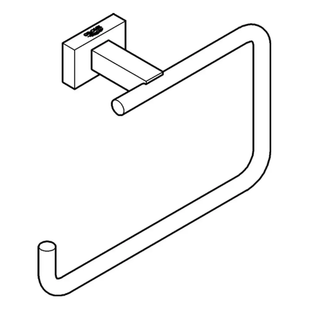GROHE Handtuchring aus Metall, verchromt, mit rechteckiger Wandhalterung und runder, offener Halterung für Handtücher.