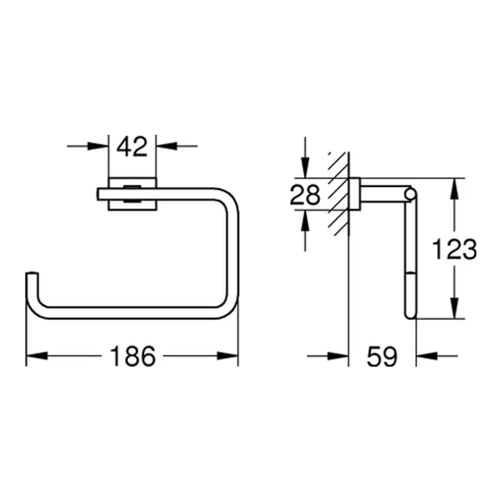 Handtuchring aus metallischem Material in Chromoptik, mit einer klaren, modernen Form. Produkt von Grohe, geeignet für die Montage in Badezimmern.
