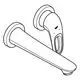 Grohe-Wandbatterie mit zwei Anschlüssen, bestehend aus einem wasserführenden Auslass und einem Steuerhebel, in einem klaren, funktionalen Design.