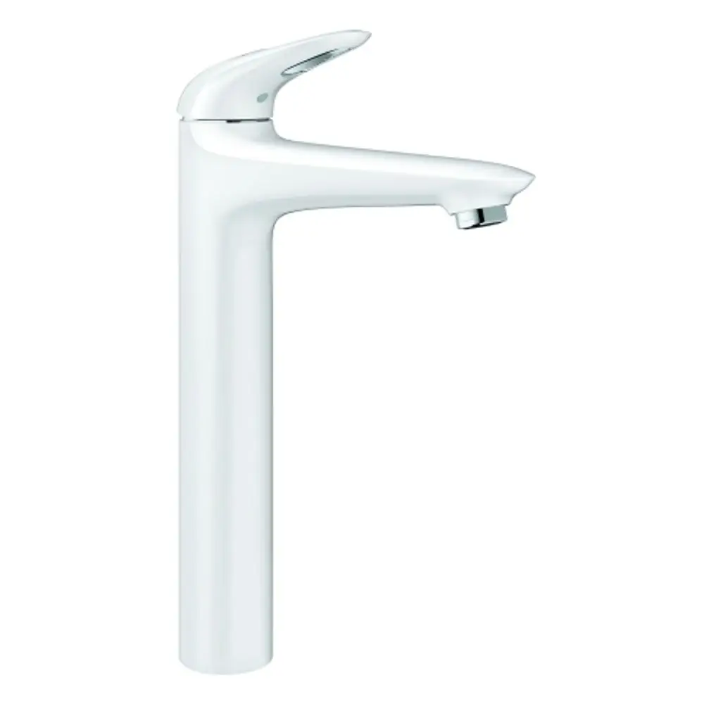 Hochwertige Grohe Mischbatterie in Weiß mit chromfarbenen Akzenten, designorientiert, für moderne Badezimmer.