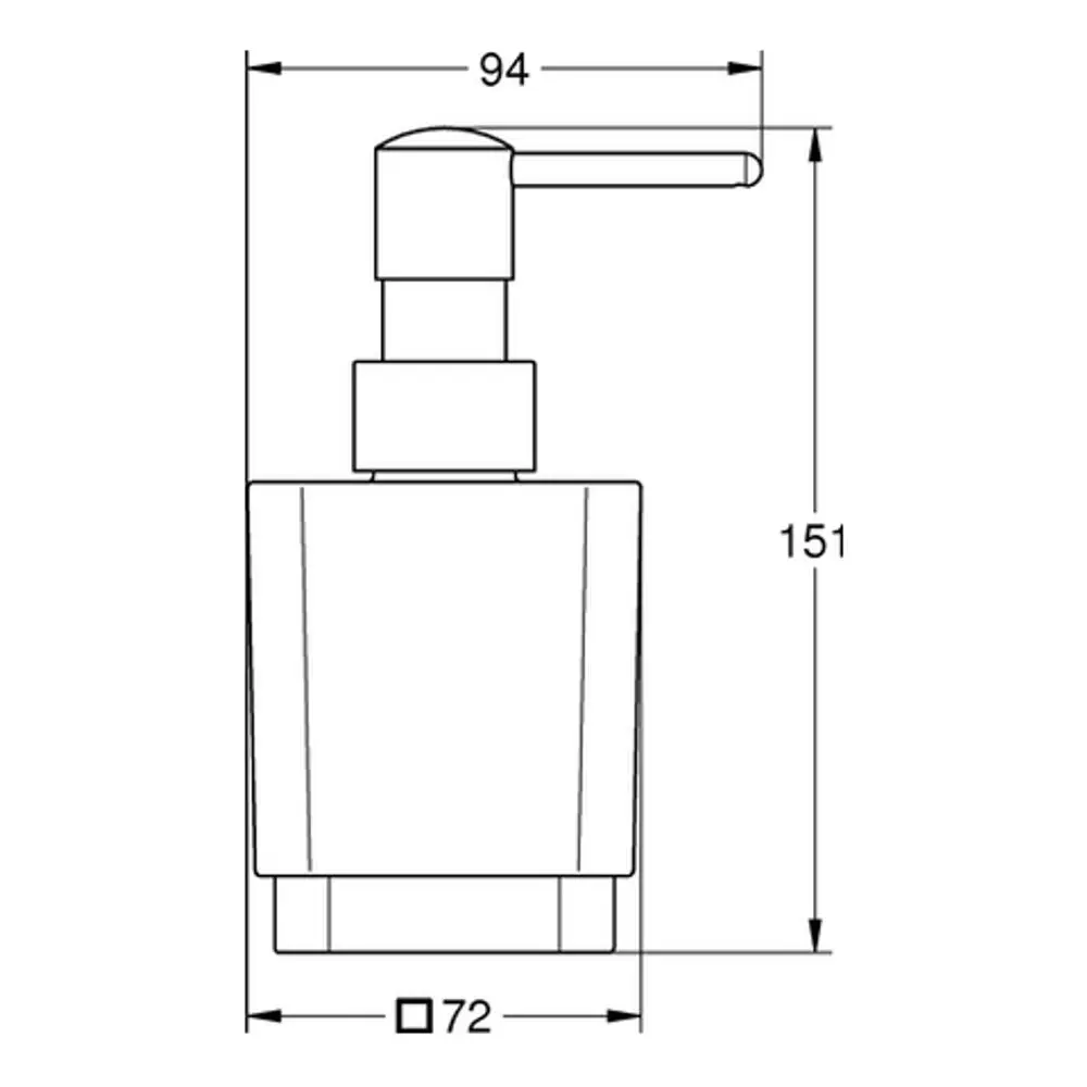 Grohe Seifenspender mit einem klaren, kubischen Design. Der Spender verfügt über einen Pumpmechanismus und ist für den Einsatz mit Halterungen konzipiert.