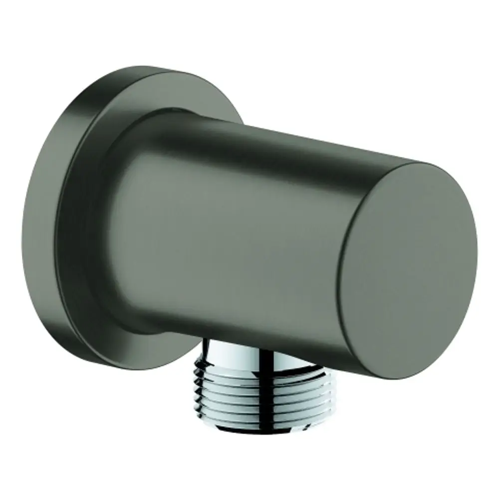 Wandanschlussbogen in mattem Graphit-Finish von Grohe. Rundes Design mit Gewinde für die Anbringung an der Wand.
