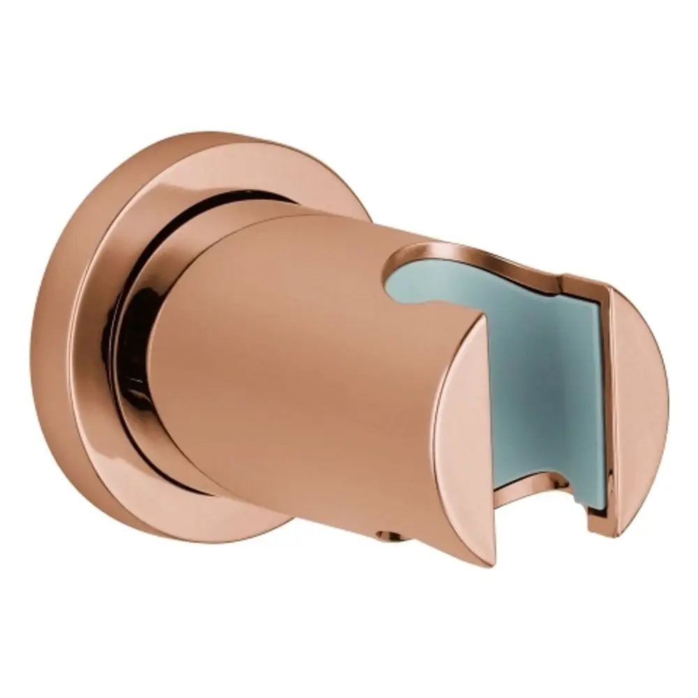 Wandbrausehalter in runder Form mit mattierter Oberfläche, montierbar an der Wand, designed von Grohe. Zeigt eine minimalistische und funktionale Konstruktion.