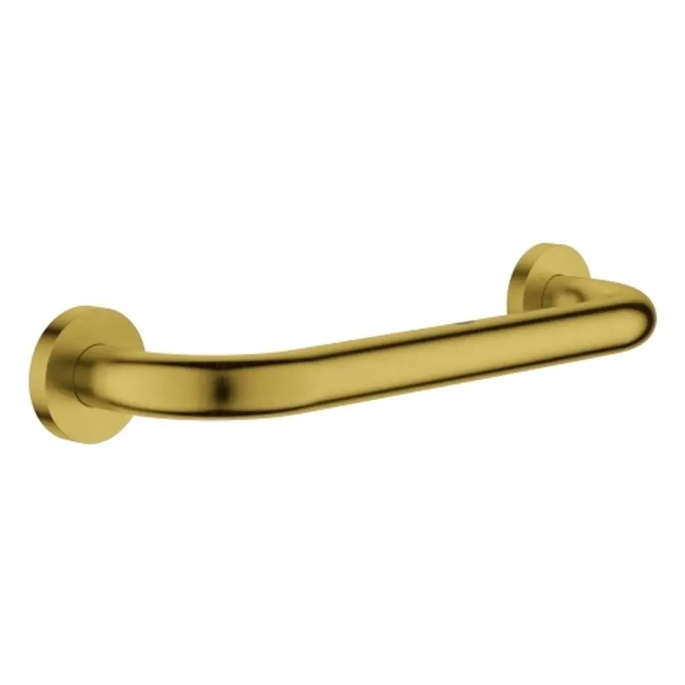 Grobe Halterung in mattem Gold mit runden Wandbefestigungen. Funktionales Design von Grohe, geeignet für Badezimmer zur Unterstützung beim Ein- und Aussteigen.