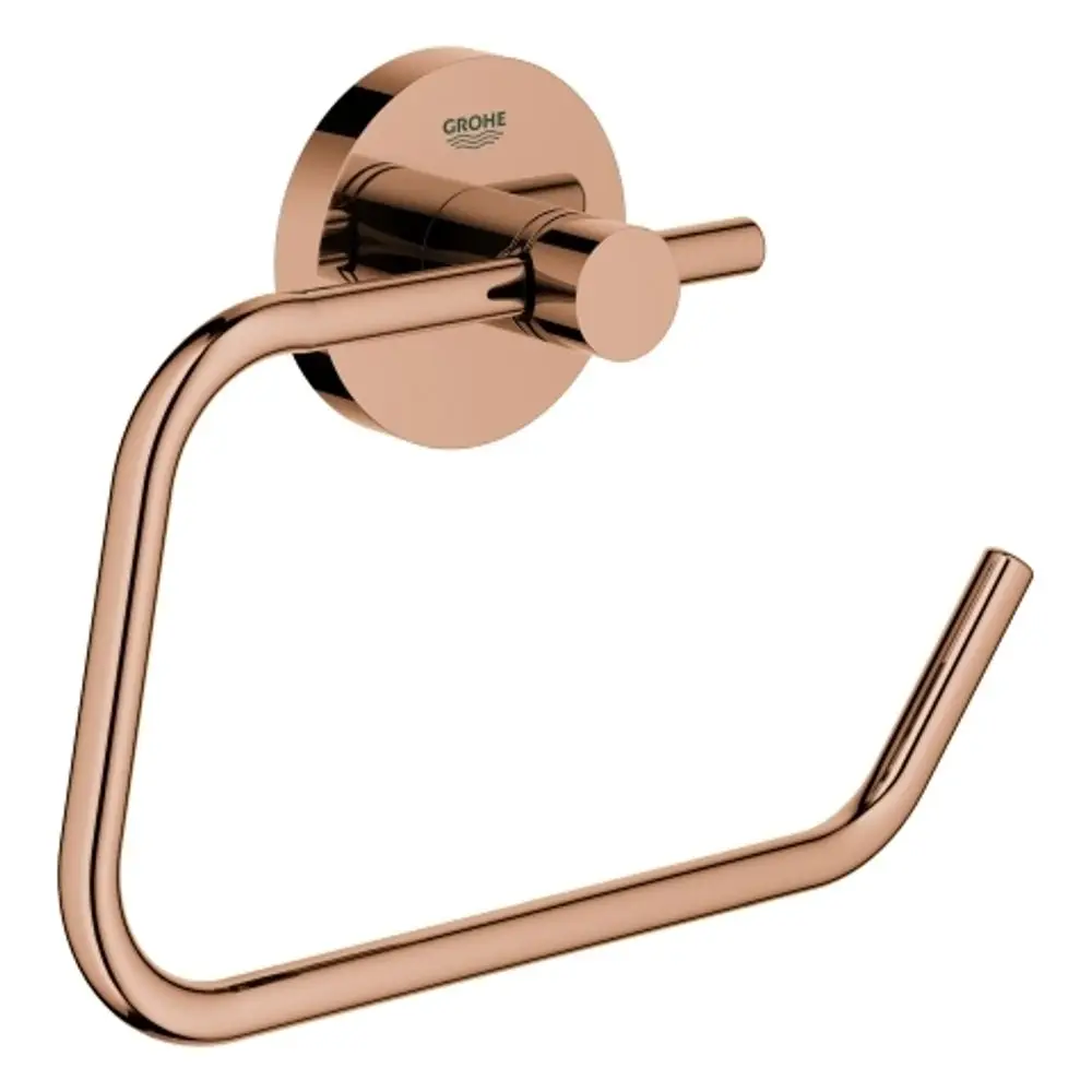 GROHE WC-Papierhalter in warmer Sunset-Finish, wandmontiert, mit geschwungenem Halter und runder Wandplatte. Ideal für Badezimmer-Accessoires.