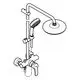 Duschsystem von Grohe mit Handbrause und Overhead-Duschkopf, kombiniert mit einem Einhandmischer, präsentiert in einem klaren, funktionalen Design.
