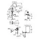 Technische Zeichnung einer Grohe Armatur mit Boiler. Darstellung von Maßen, Anschlüssen und Komponenten in einer schematischen Übersicht.