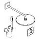 Grohe-Duschsystem mit kreisförmiger Kopfbrause, Wandmontage und verschiedenen Steuerungselementen. Inklusive Handbrause und Schlauch, sichtbare Montagepunkte.