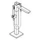 GROHE Produkt mit senkrechtem Design, bestehend aus einem Wasserhahn mit einem Hebel und einer Bodenmontage, in gebürstetem Farbton.
