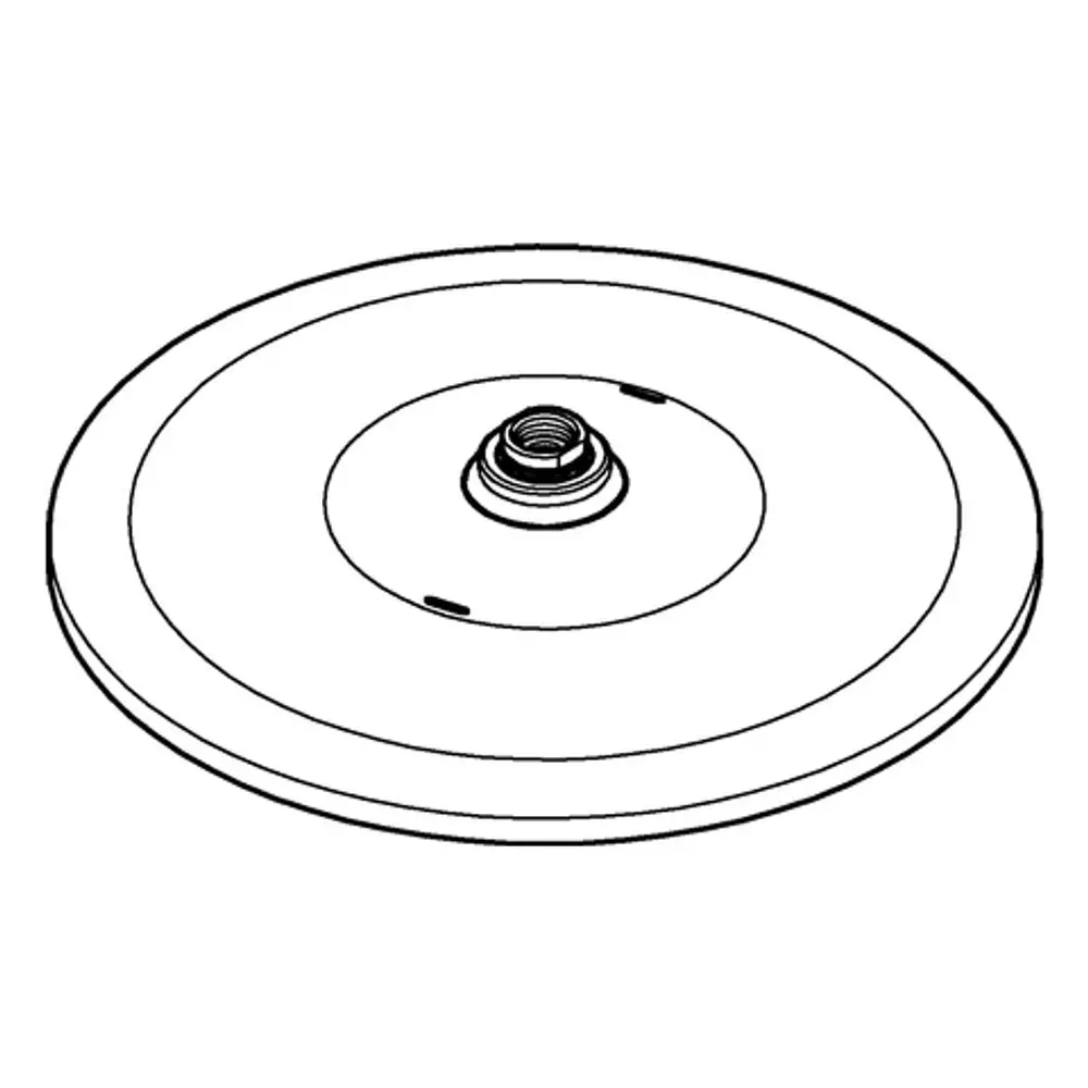 Grohe Duschkopf mit runder, flacher Oberfläche und zentralem Gewinde, geeignet für verschiedene Duschsysteme.