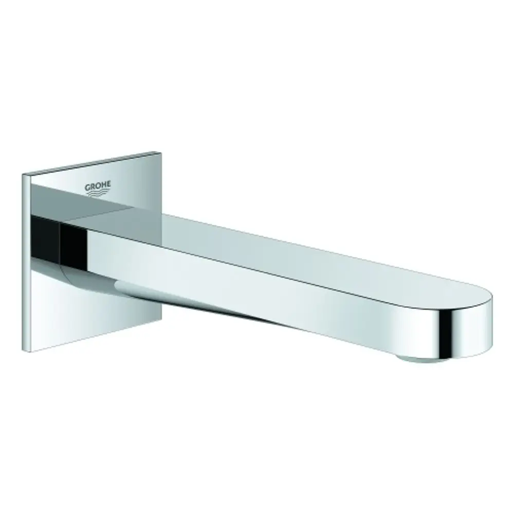 Moderner Wasserhahn von Grohe zur Wandmontage mit glatter, verchromter Oberfläche und einem langen, geraden Auslauf.