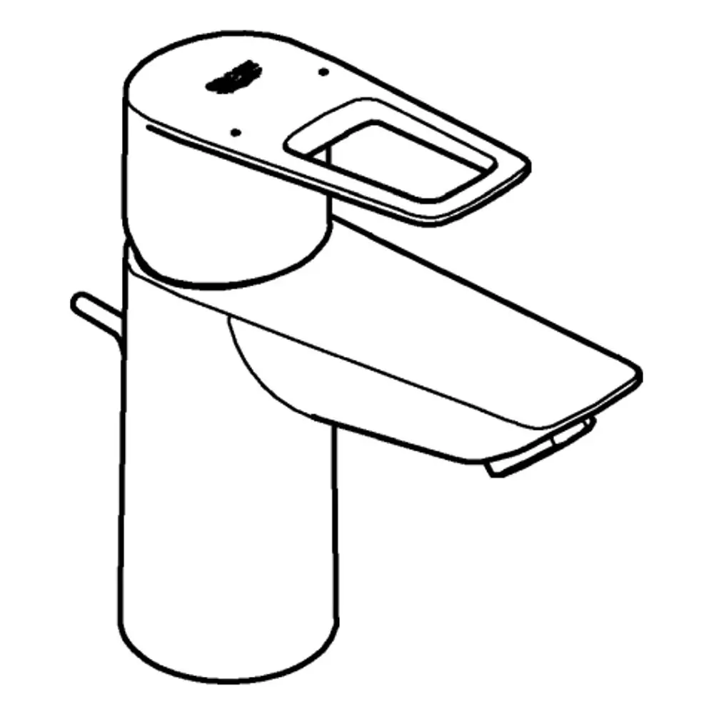 Einzelner Wasserhahn von Grohe mit rechteckiger Auslauföffnung und einem seitlichen Hebel zur Steuerung des Wasserflusses.