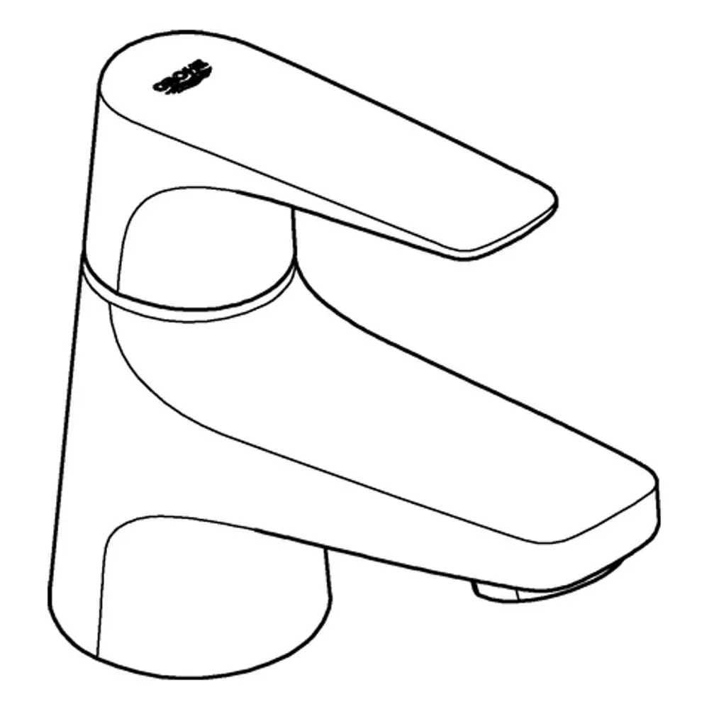 Grohe-Wasserhahn mit einem breiten, flachen Griff und einem abgerundeten Körper, geeignet für Badezimmer- oder Küchenanwendungen.