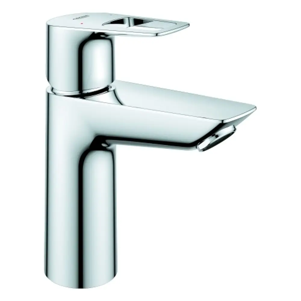 Chromene Waschtischarmatur von Grohe mit glattem Körper und einem Hebel zur Regulierung von Wasserfluss und Temperatur.