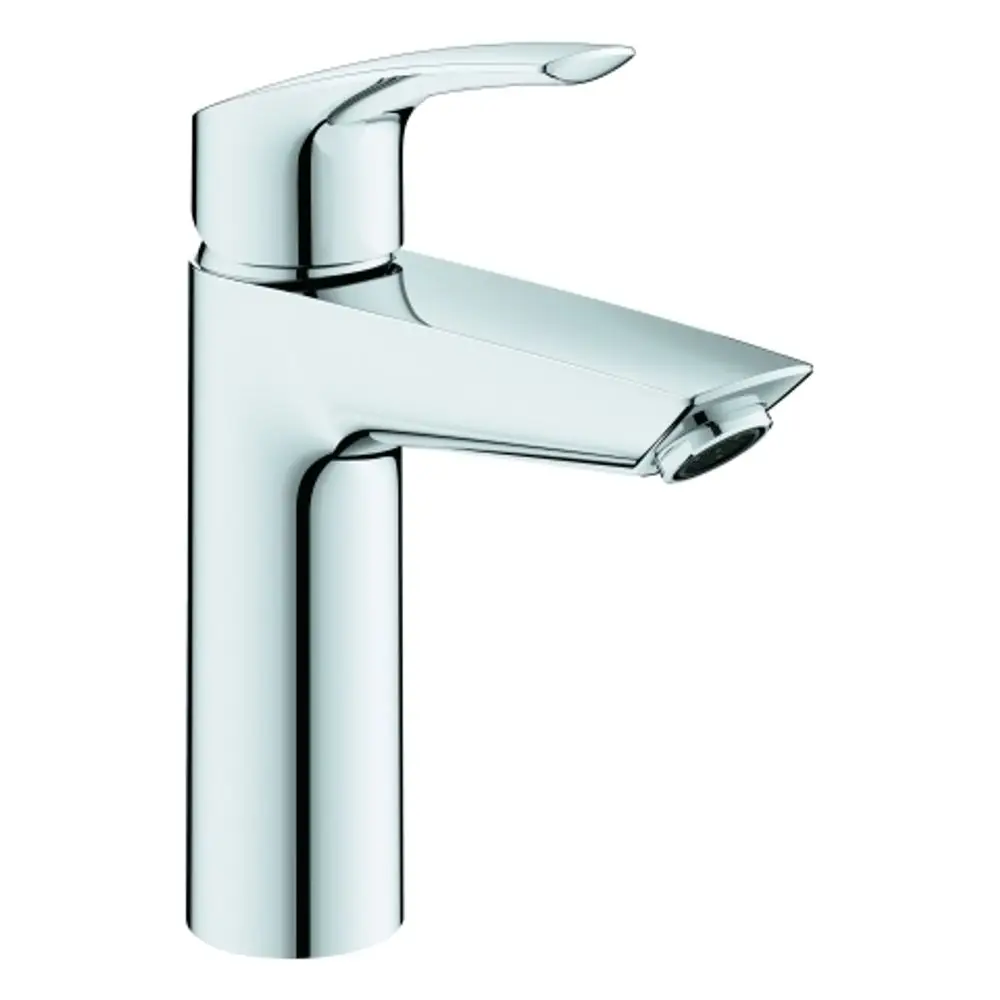GROHE Wasserhahn mit verchromtem Körper und Hebelgriff, geeignet für die Montage in Badezimmern oder Küchen, sorgt für kontrollierten Wasserfluss.