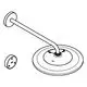 GROHE Duscharm mit runder Basis und gebogenem Rohr, montierbar. Die Verbindungselemente sind sichtbar, inklusive einer abnehmbaren Abdeckung.