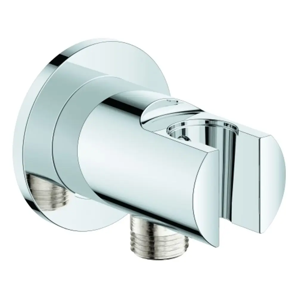 Wandanschlussbogen von Grohe mit Brausehalter in chrom, bietet eine Lösung zur Befestigung von Duschköpfen an der Wand.