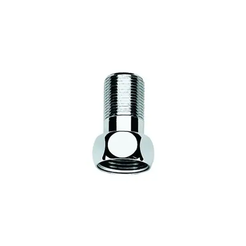 Metallischer Rohradapter von Grohe mit einem geraden Design und Innen- sowie Außengewinde. Angeschlossene Gewinde sind sichtbar.