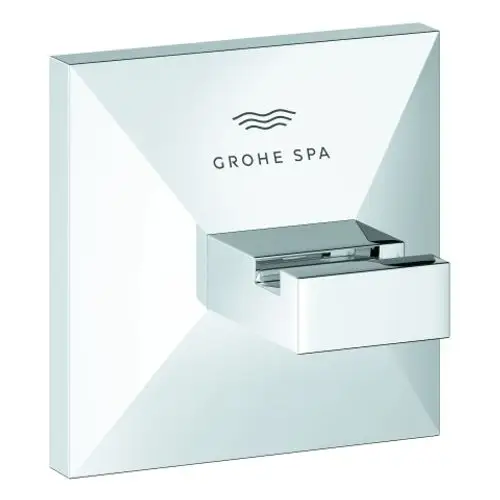 Moderne Wandmontage-Armatur in glänzendem Chrom-Finish mit geometrischem Design, Teil der Grohe SPA Kollektion.