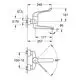 Grohe Sicherheitsmisch-Wandarmatur mit Hebelgriff, Montageanleitung und technischen Zeichnungen zur Installation und Dimensionierung.