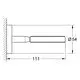 GROHE Halter in chrom mit Wandbefestigung. Abmessungen sind sichtbar: Länge 111 mm und Durchmesser 54 mm. Entwurf mit einer schlanken, festen Form.