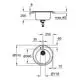 Schwarzgranite Spüle von Grohe mit rundem Becken, Durchmesser 510 mm, maßgeschneiderte Form, verschiedene Abmessungen und Anschlussoptionen dargestellt in technischen Zeichnungen.