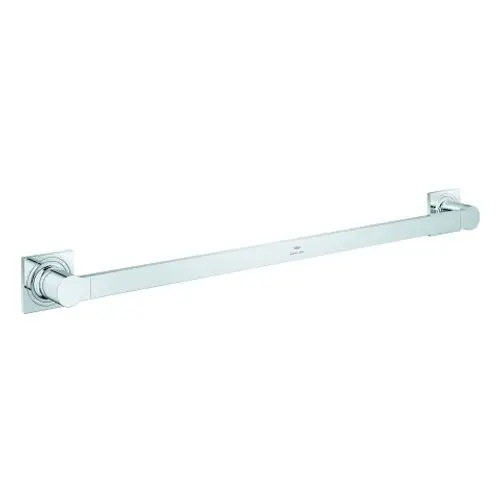 Badetuchhalter von Grohe in Chrom-Optik, ovaler Halter und rechteckige Wandbefestigung, geeignet für den Einsatz im Badezimmer.